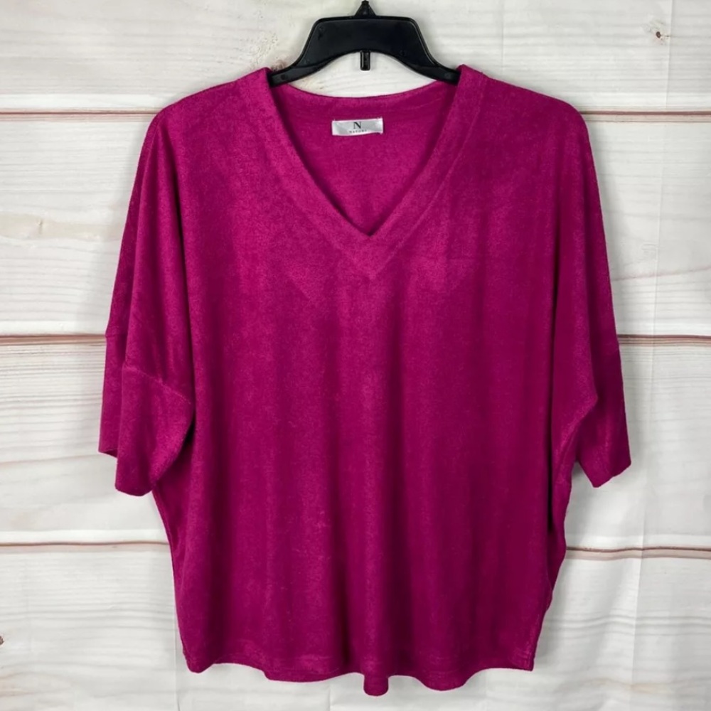 Natori terrycloth top dolman sleeves pair w leggings v-neck terry pullover sz M